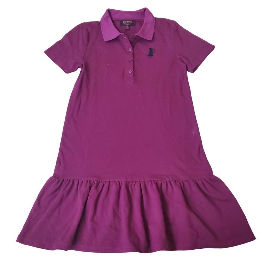 Juicy couture polo dress ruffle hem purple size 14 girls dress boysenberry knit